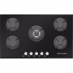 Ecomatic Flat Gas Black Glass 90 cm 5 Burner Cast Iron S907RC