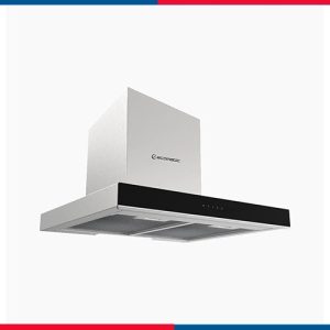 شفاط ديكوري إيكوماتيك – 60 سم حرف T فضي، قوة شفط 1000 م³/ساعة، 3 سرعات + ريموت + CleanAir - H6310TT