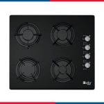 Purity Built-in Gas Hob 4 Burners Cast Iron 60 cm Glass Black PT601GLBL