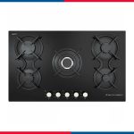 مسطح غاز إيكوماتيك بلت إن – 90 سم – 5 شعلات كريستال أسود بزجاج SCHOTT ألماني – موديل S917DC