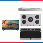 The Purity range includes a 90cm 5-burner gas hob HPT911S+, a digital gas oven with gas grill OPT901GXD+, and a PTSLIM 90 X flat extractor hood.