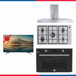 Purity Built-in Set consisting of a 5-burner hob HPT975S + a 90cm oven KPT907GGD GBL + a 90cm extractor hood FLATO PRO X 90 CM