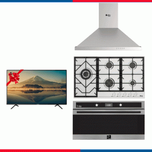 مجموعة من بيورتى تتكون من مسطح غاز 90 سم 5 شعلات HPT908S  + ​​وفرن غاز ديجيتال مع شواية غاز OPT901GXD + وشفاط هرمى PANSY 90 X