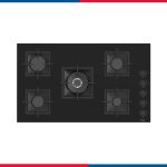 fimas Gas Hob – 90 cm – 5 Gas Burners – Black Glass – Side Controls – Model SC225