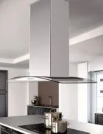 شفاط تربو لاين هرمي، 90 سم، ستانلس ستيل / زجاجي - Island Pro Max - الصورة 2