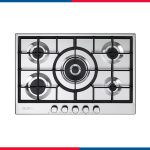 .مسطح غاز، 75 سم، ستانلس ستيل ، 5 شعله، مفاتيح اماميه، عين ثلاثيه، حوامل زهر، امان كامل، اشعال ذاتى _ ELIO 75-545
