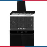 طقم بلت إن جورينيا (Gorenje) - شفاط مطبخ 90 سم بقوة شفط 635 م³/ساعة - موديل - WHI944EB + مسطح بلت إن غاز جورينيا 90 سم – 5 شعلة - موديل - GW951MB + فرن غاز بلت إن جورينيا 90 سم – 88 لتر - موديل – BOG9321DBG