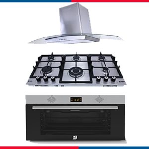 طقم بلت إن 90سم بيورتي التركي مكون من شفاط مطبخ CAPPE INOX + مسطح 5شعلة HPT902S +فرن غاز شواية غاز KPT908GGD X