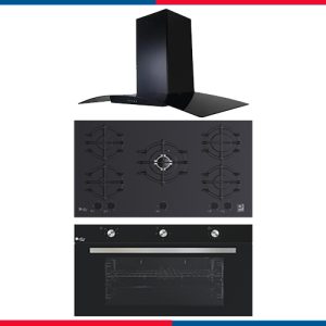 طقم بلت إن 90سم بيورتي التركي مكون من شفاط مطبخ CAPPE BL 90 cm+هرمي زجاجي 5شعلة HPT911 MAT-BL+فرن غاز شواية غاز KPT907GGD GBL