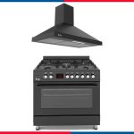 طقم 90 سم بيورتي التركي اسود مكون من شفاط مطبخPANSY BL+هرمي بوتجاز 5 شعله FRGG9050 BL -Free standing