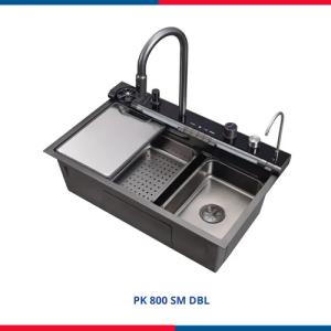 حوض مطبخ كورجي (KorEgy) بيورتي إستانليس 304 – موديل PK 800 SM DBL – مقاس 80×45 سم