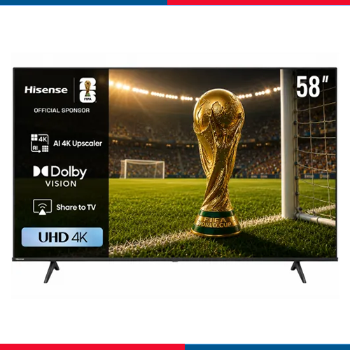 هايسنس شاشة 58 بوصة سمارت D LED دقة UHD 4K H-58A6N