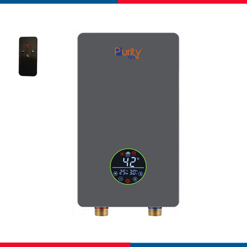 P101-11KW-GREY-بيورتي سخان مياه فوري- كهربائي- 11 كيلو وات- ديجيتال- لون رمادي